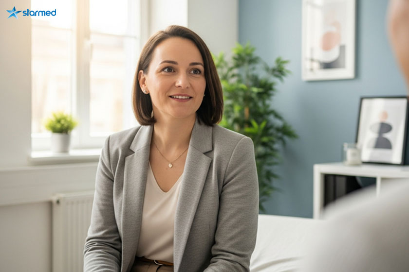 Клинический психолог проводит консультацию